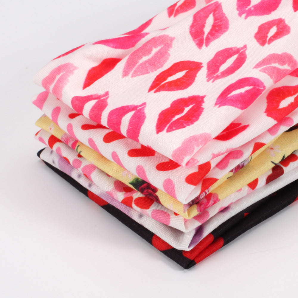 Wholesale Valentine's Day Printed Fashion Headband Love Rose Fitness Yoga Sports Headband